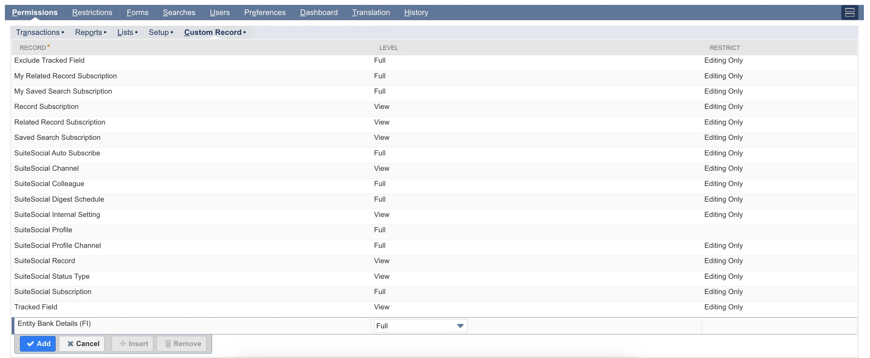 Search and Select Entity Bank Details