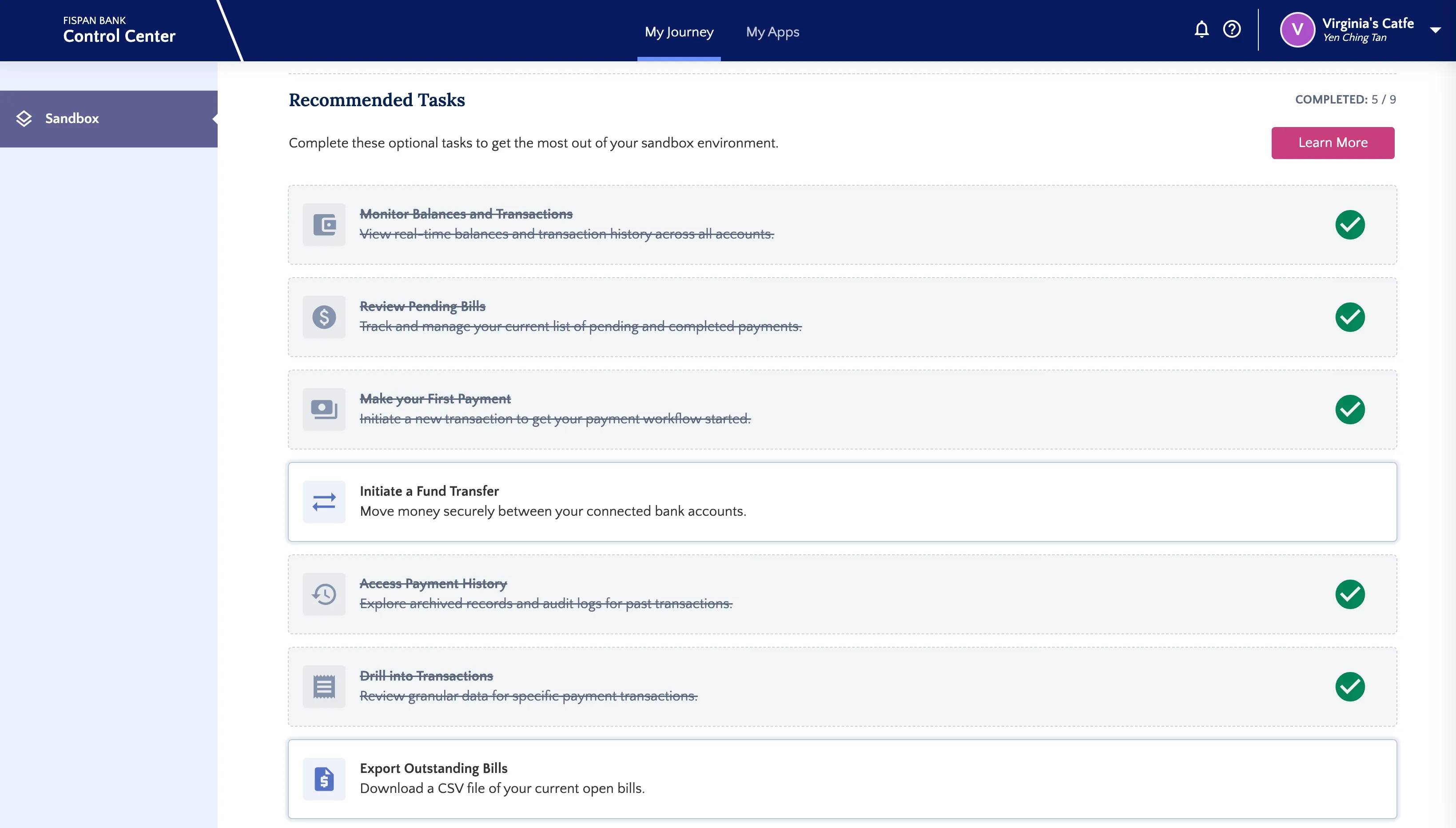 Sandbox Checklist on the Portal