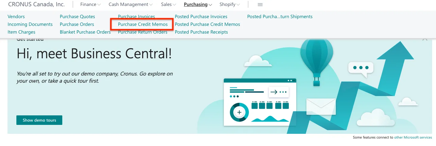 Select Purchase Credit Memo