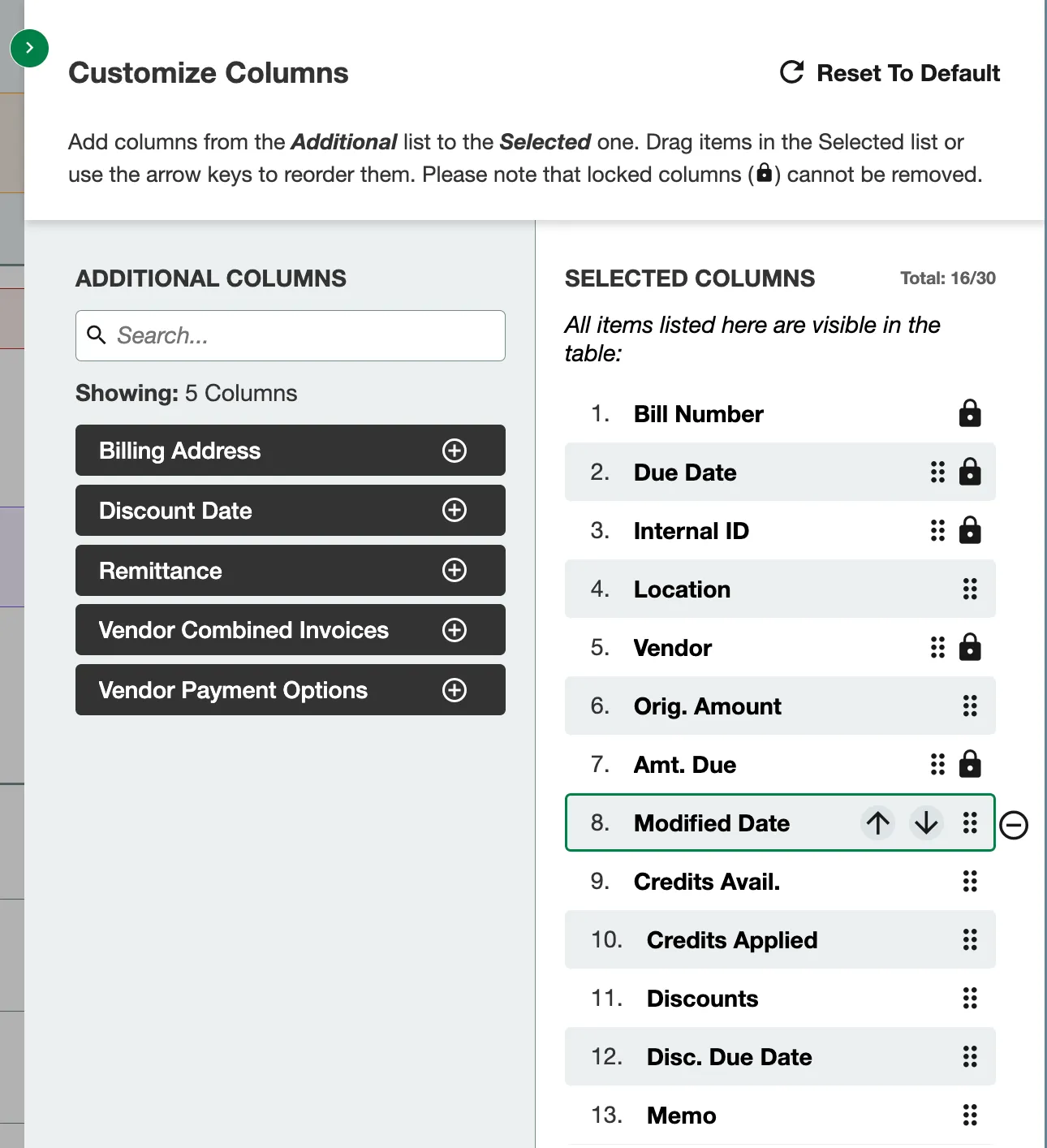 Reorder Columns