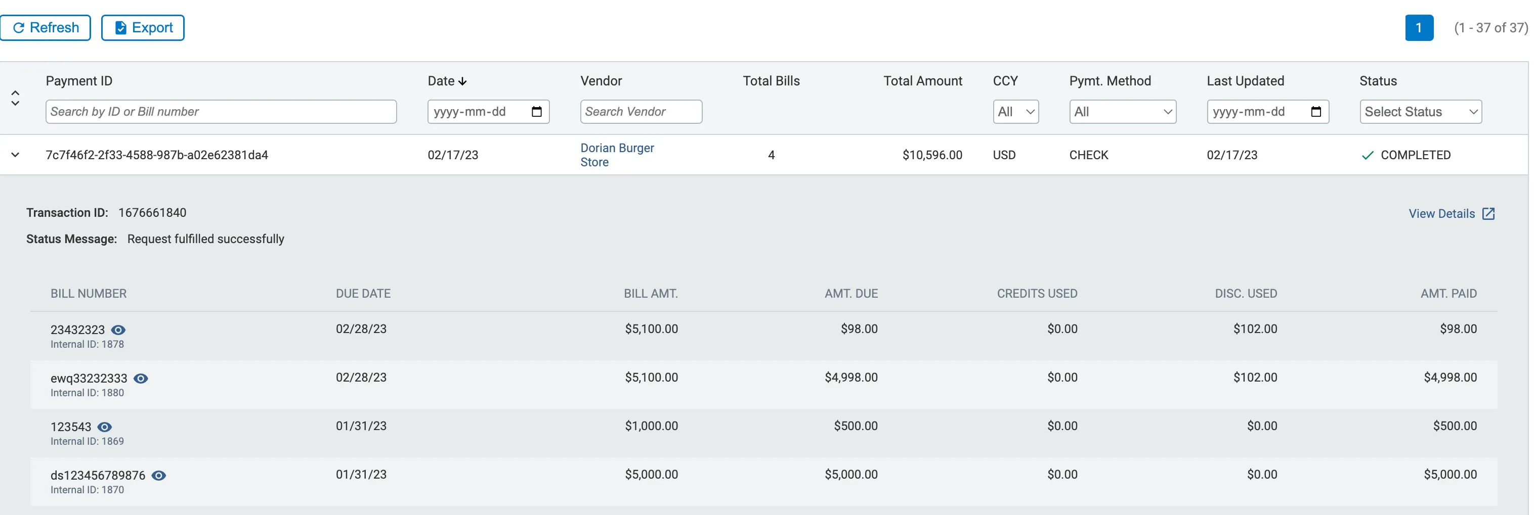 History Page for Grouped Bills History Page for Grouped Bills