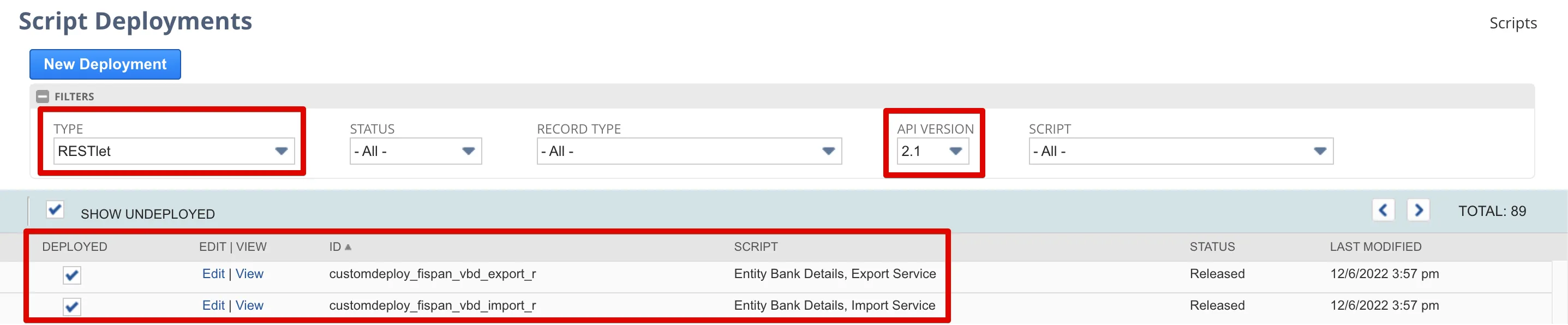 Select Edit on the the Script Deployment