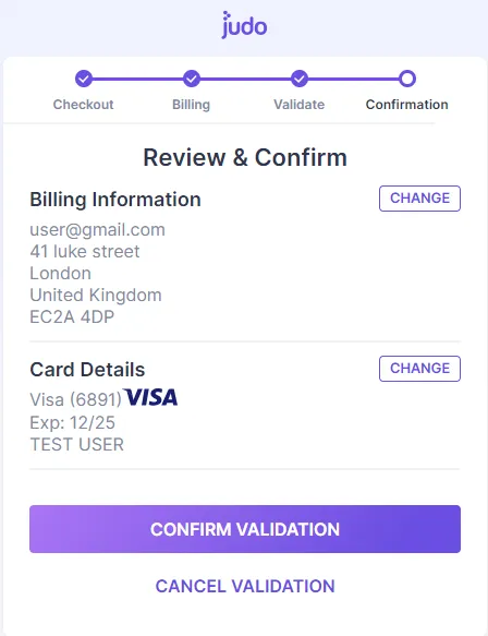 review and confirm screen