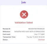 validation failed screen