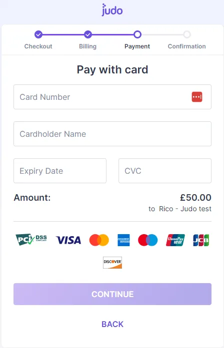 card payment screen