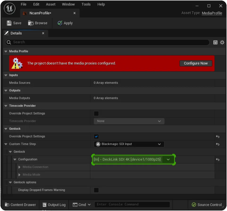 Configure the SDI Genlock