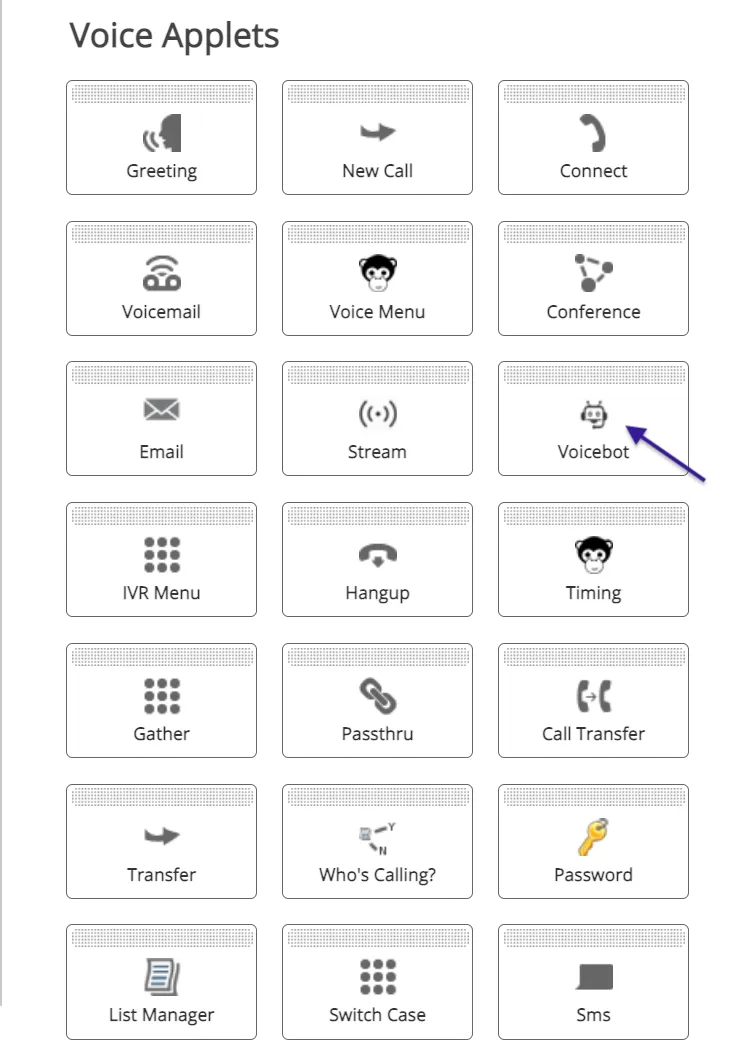 Voicebot applet in the call flow