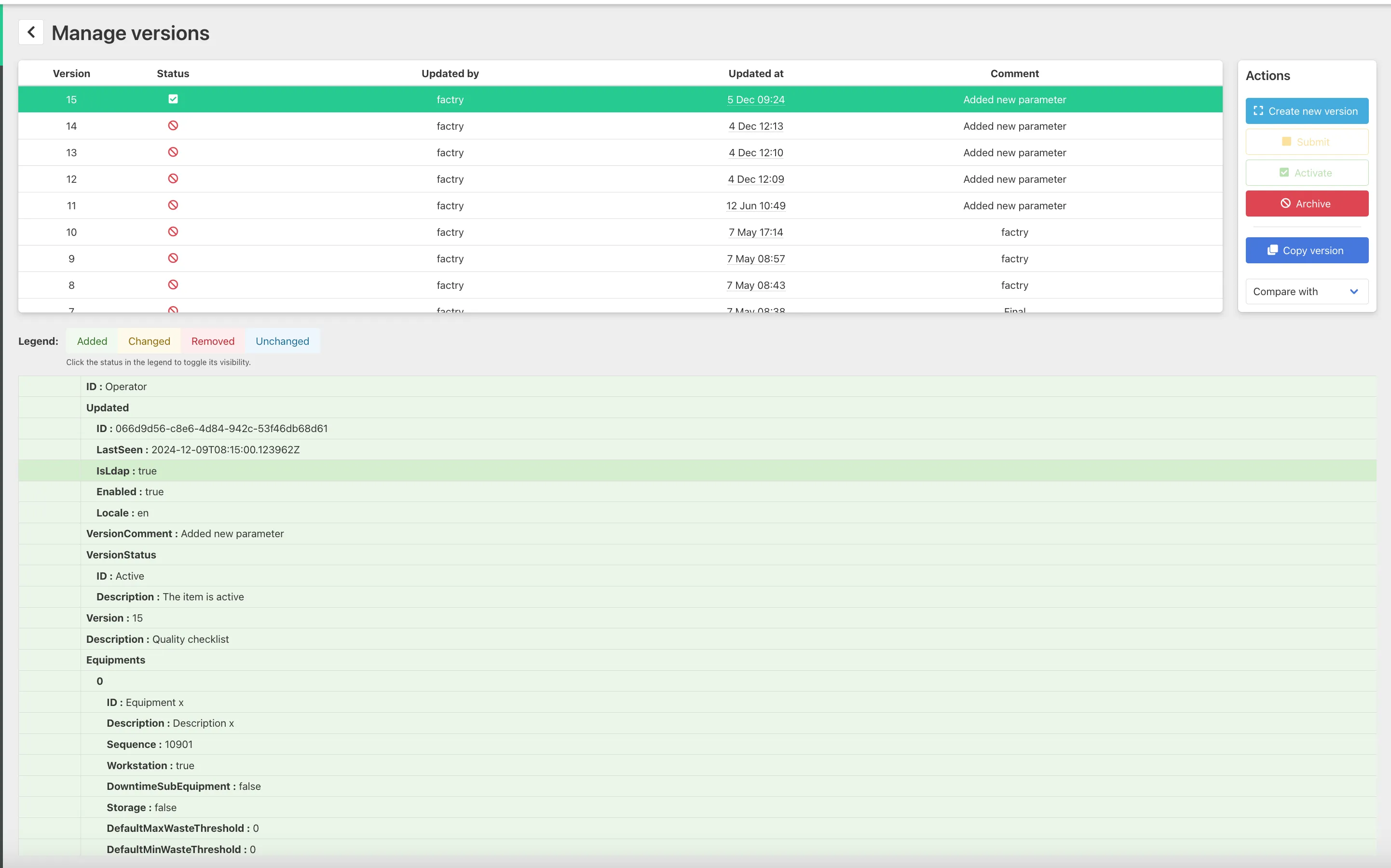 Version management Version management