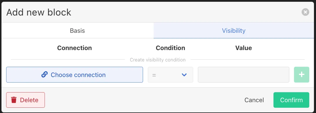 Block Visibility configurations