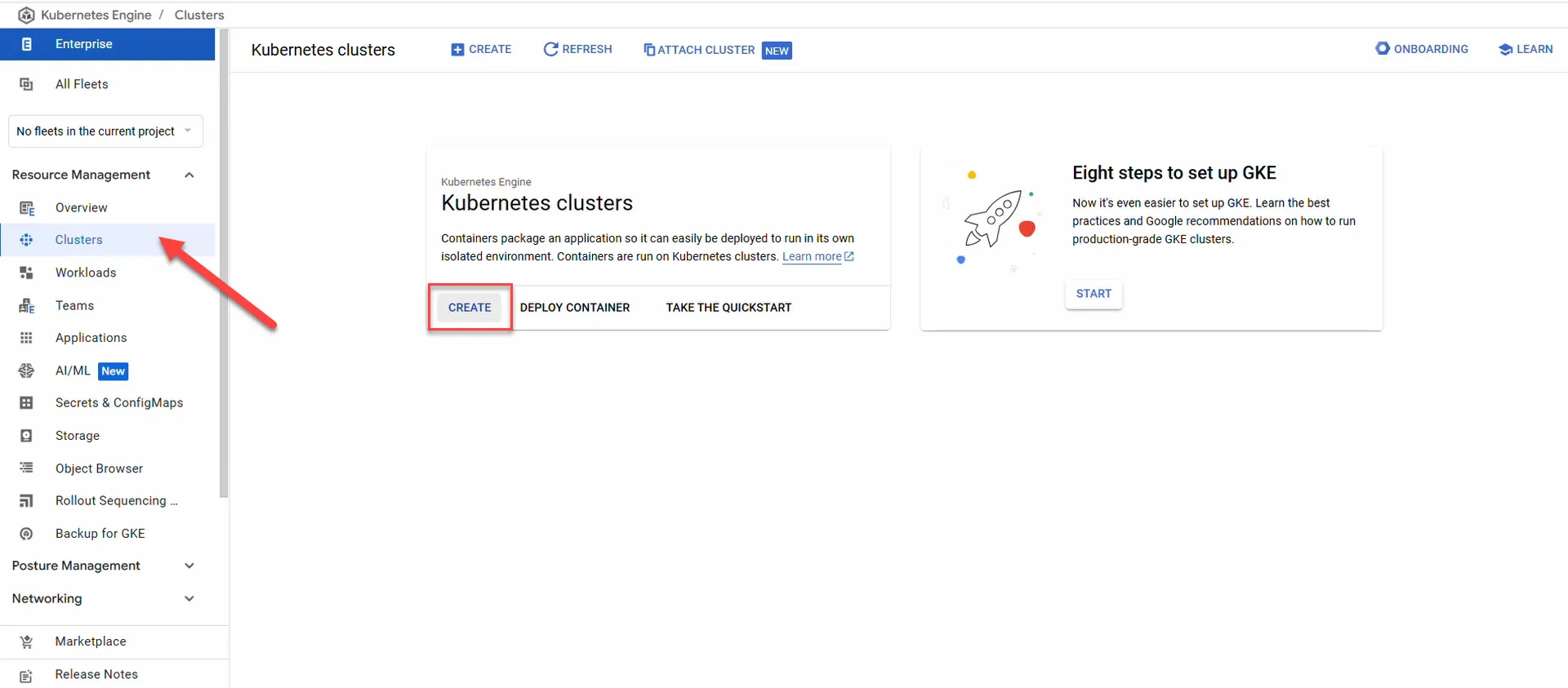 Kubernetes Engine-Clusters page