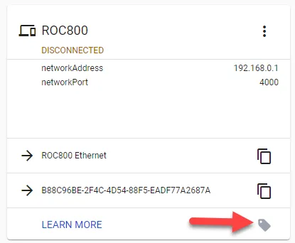 Browse tag option shown for a device Browse tag option shown for a device