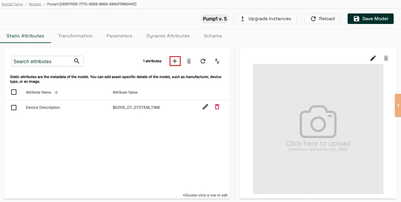 Static Attributes tab with the Add item button