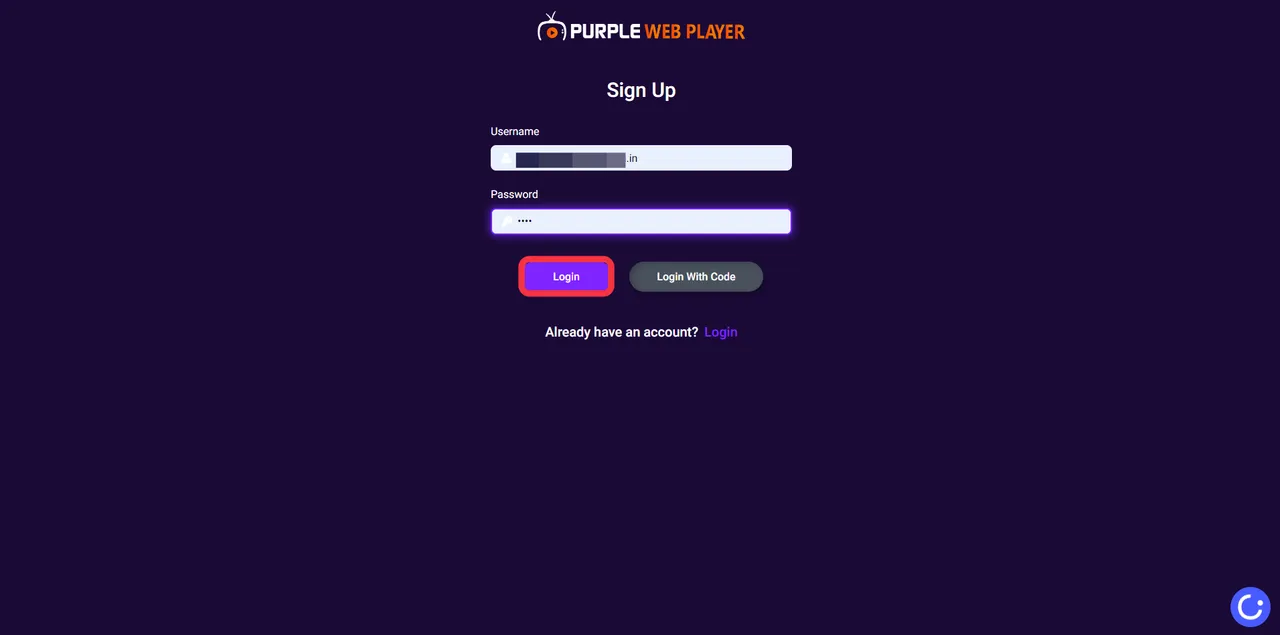 Login - Purple Smart TV