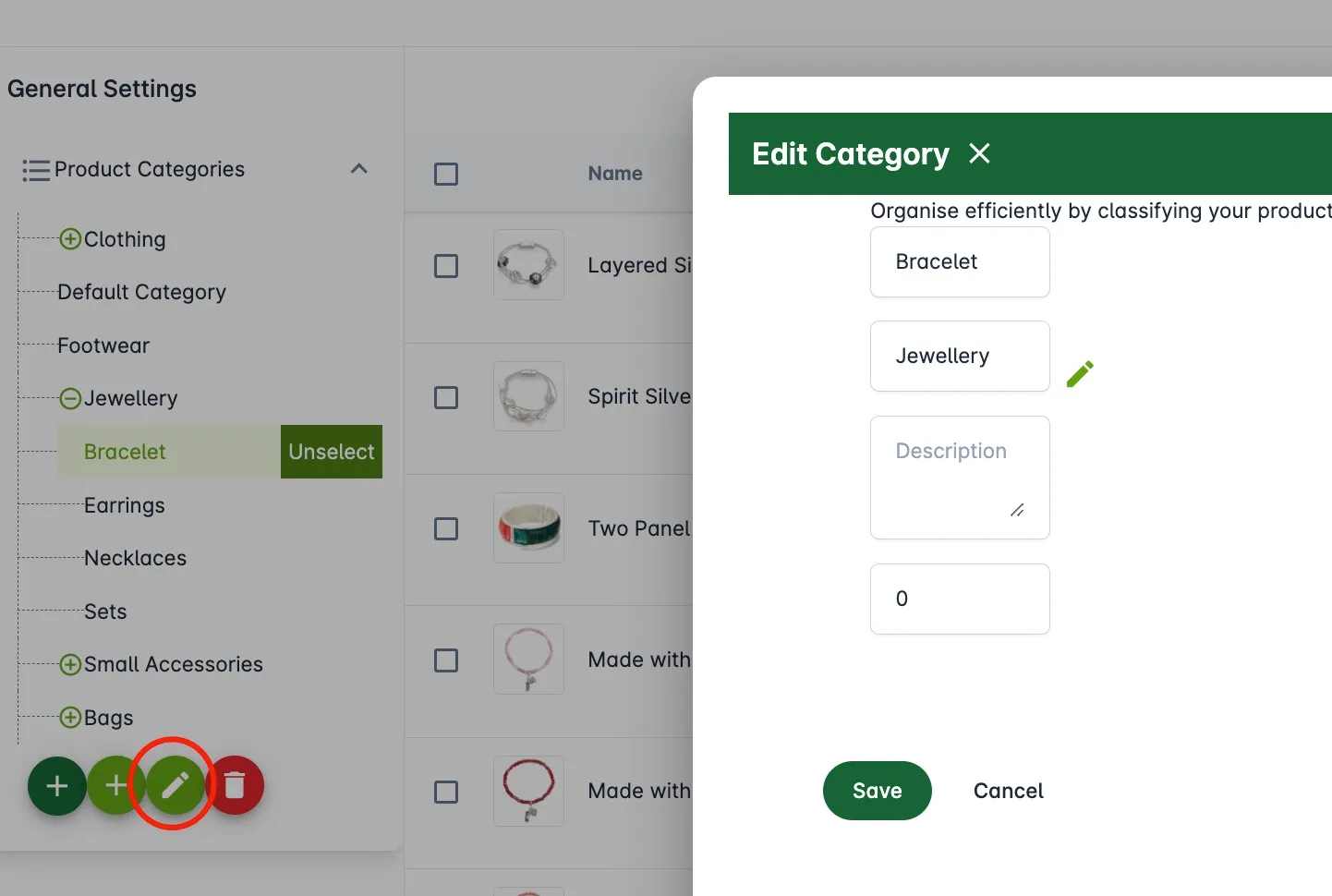 Edit category information Edit category information