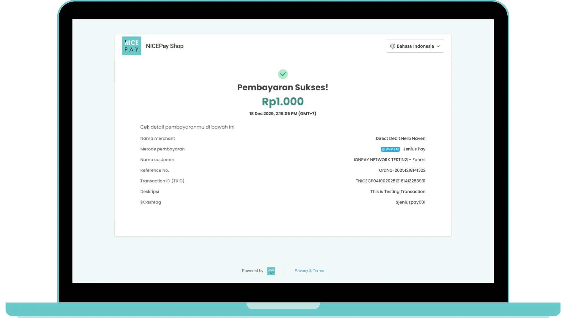 Success - Secure Payment Page