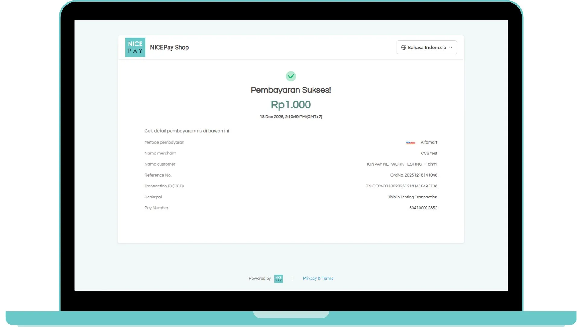 Success - Secure Payment Page Success - Secure Payment Page