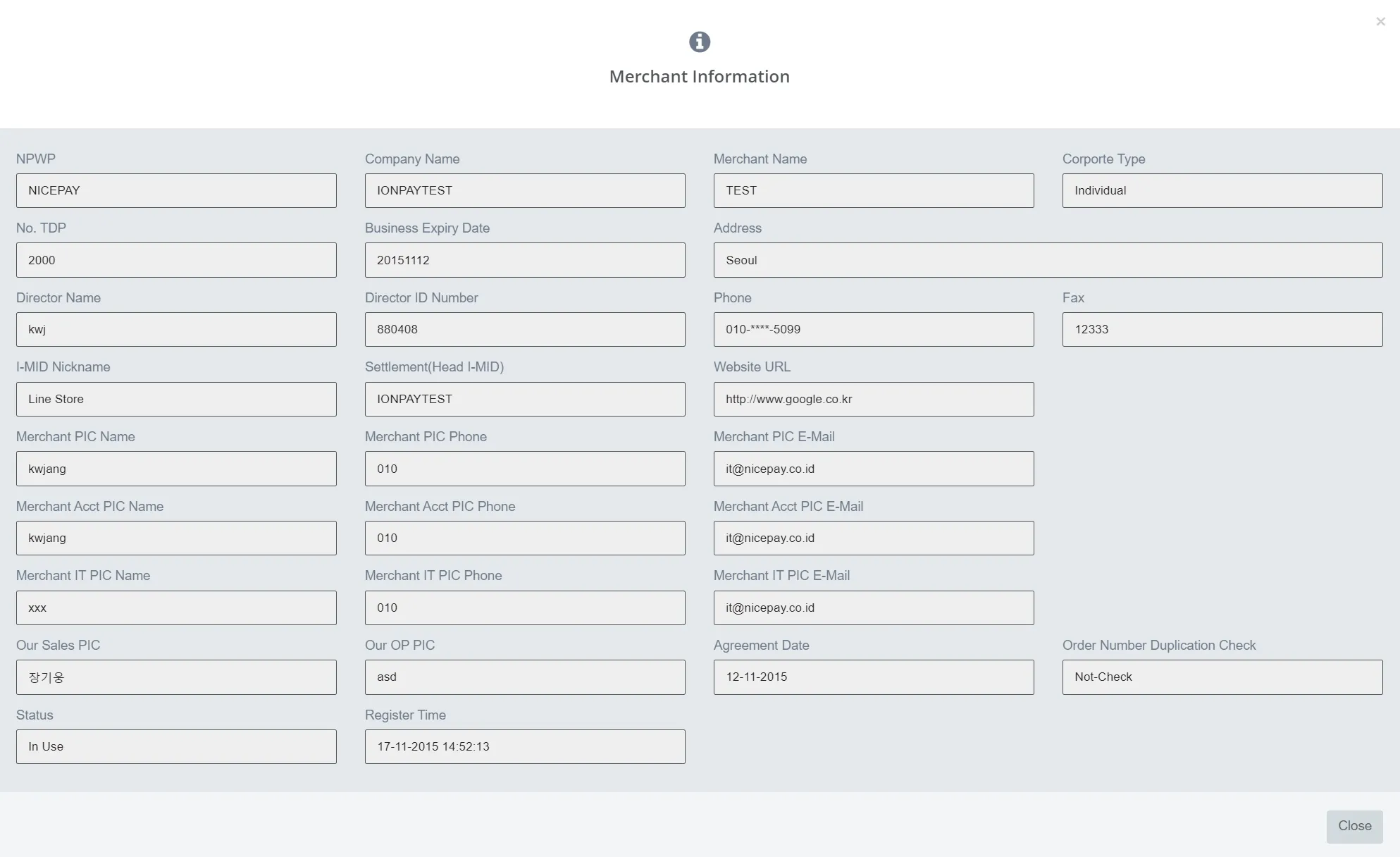 QRIS - Merchant Information