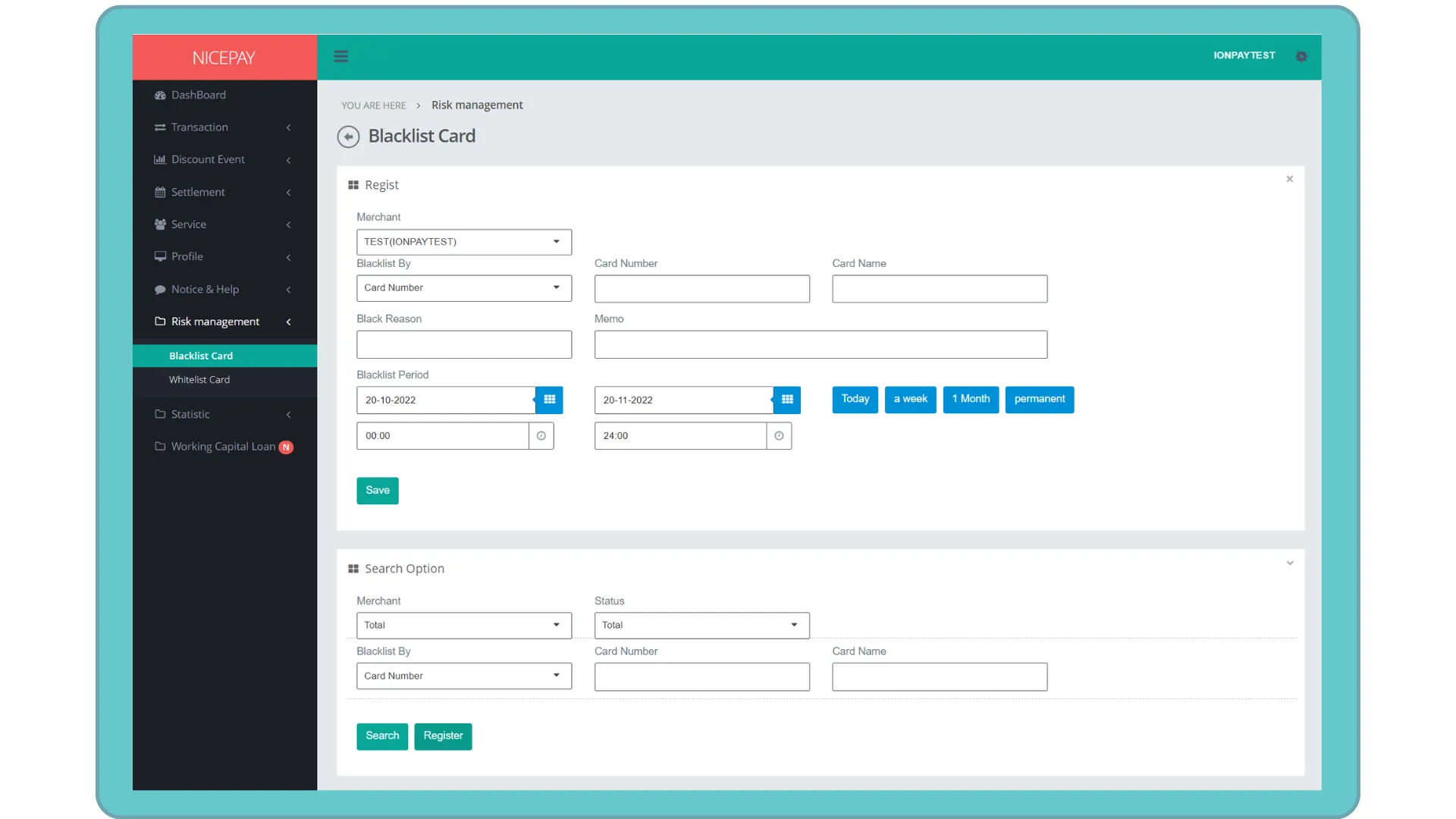 Blacklist Card - Regist Blacklist Card - Regist