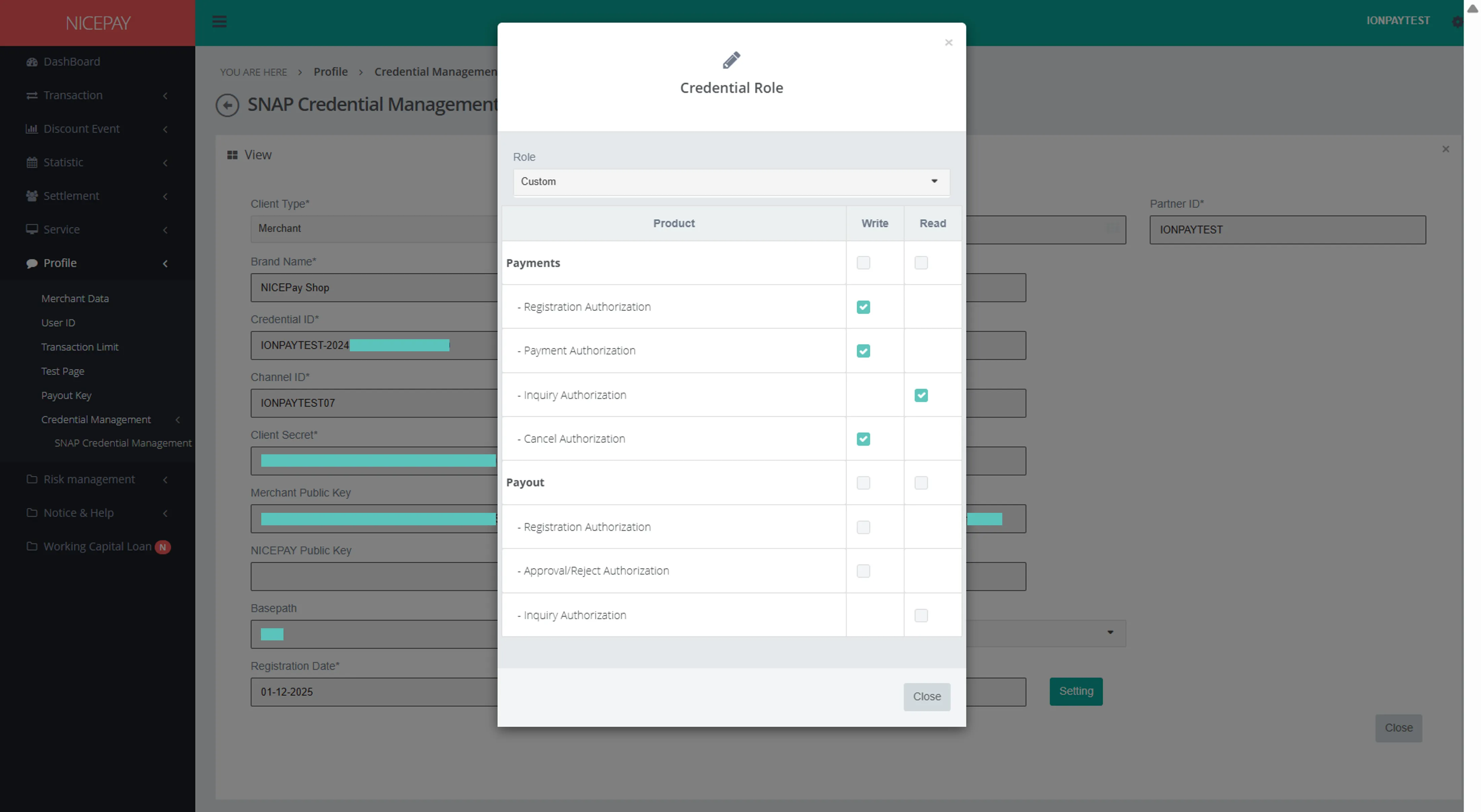 Credential Management - Setting Detail