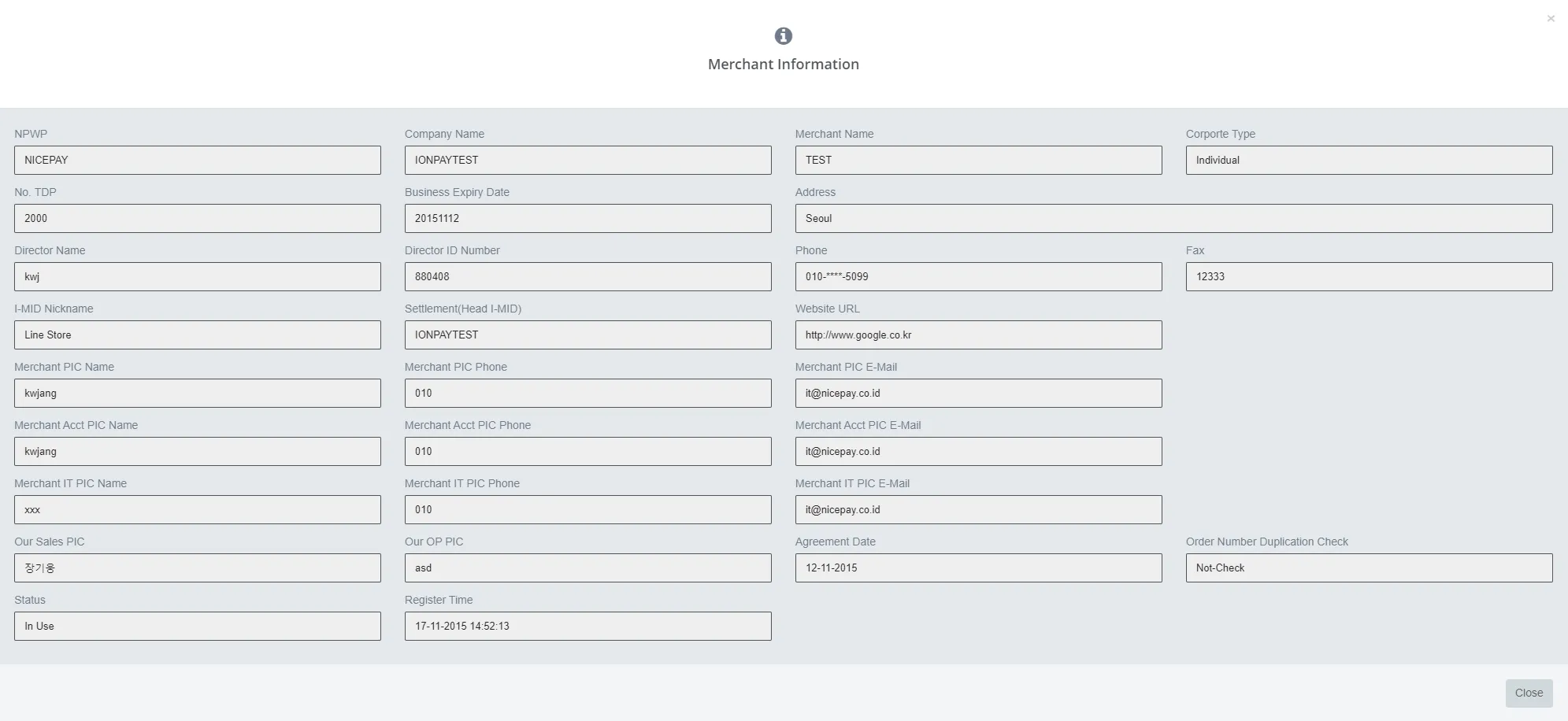 e-Wallet - Merchant Information