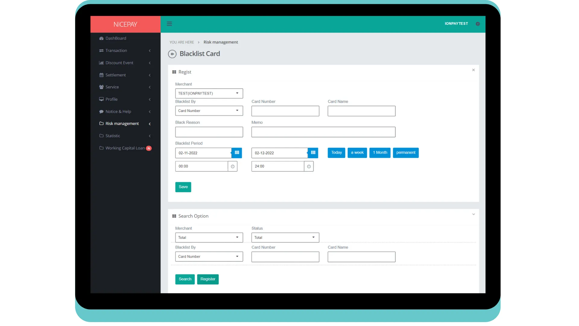 Blacklist Card - Regist - By Card Number 