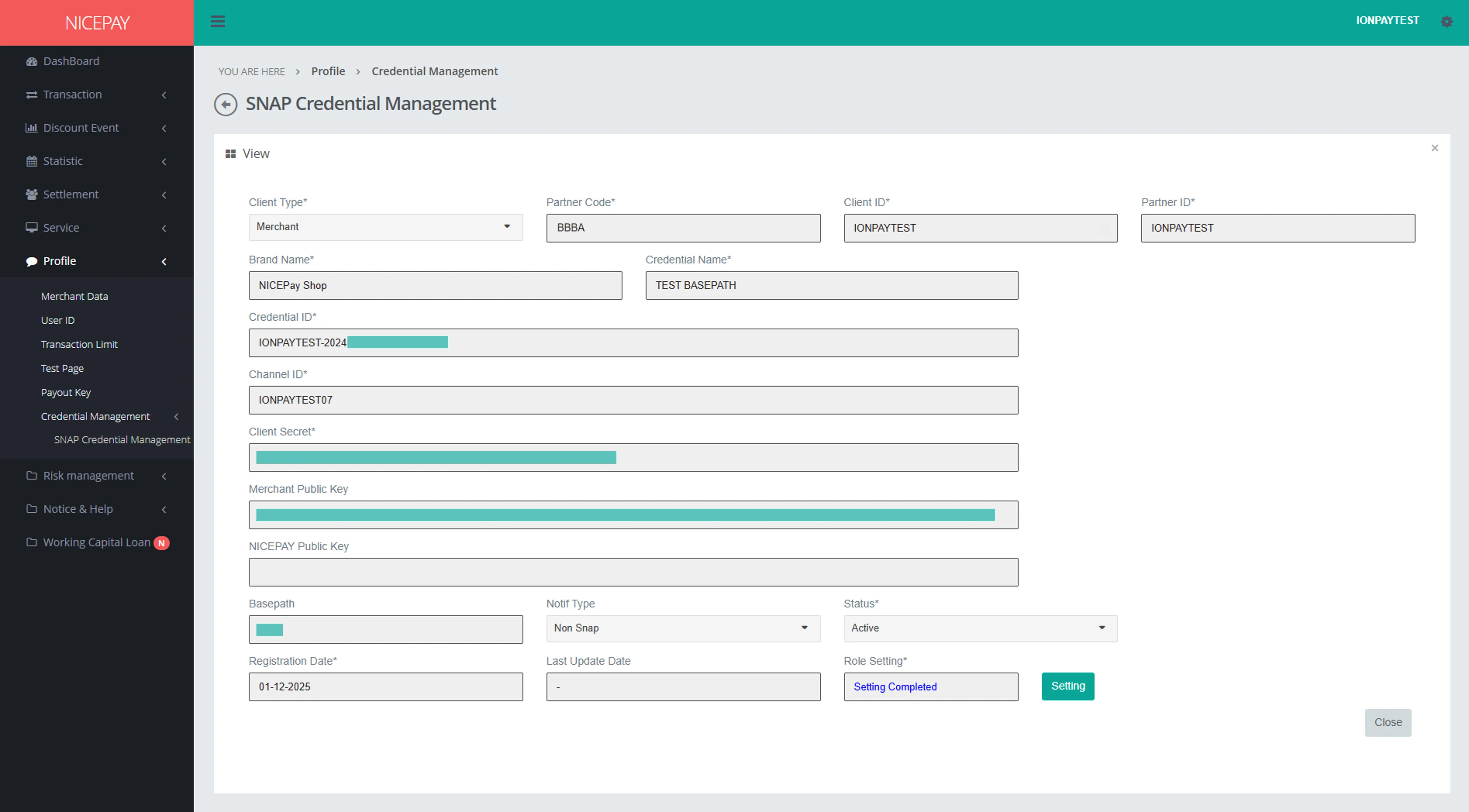 Credential Management - Detail