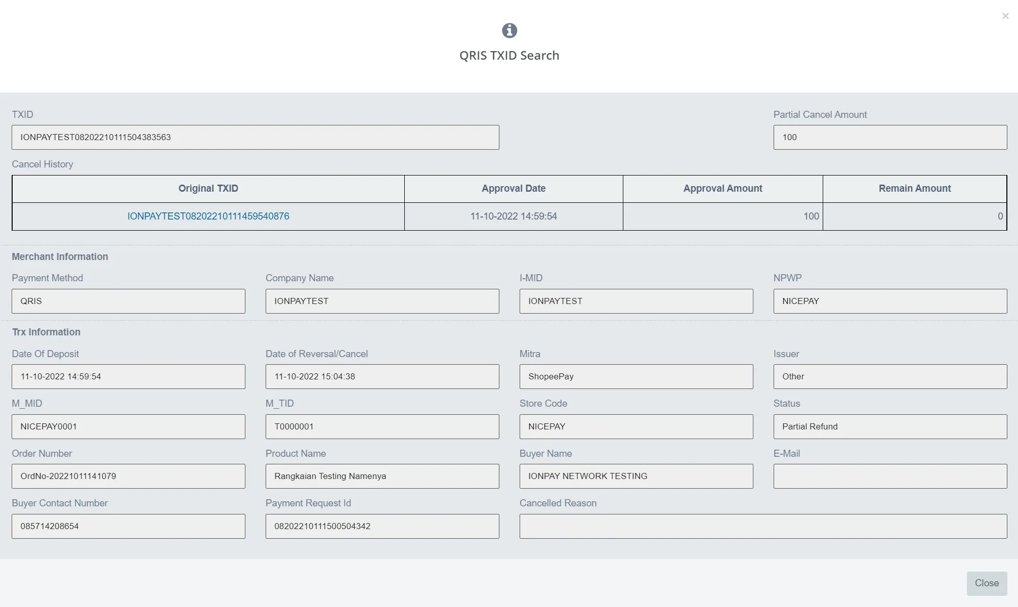 QRIS - Transaction Information