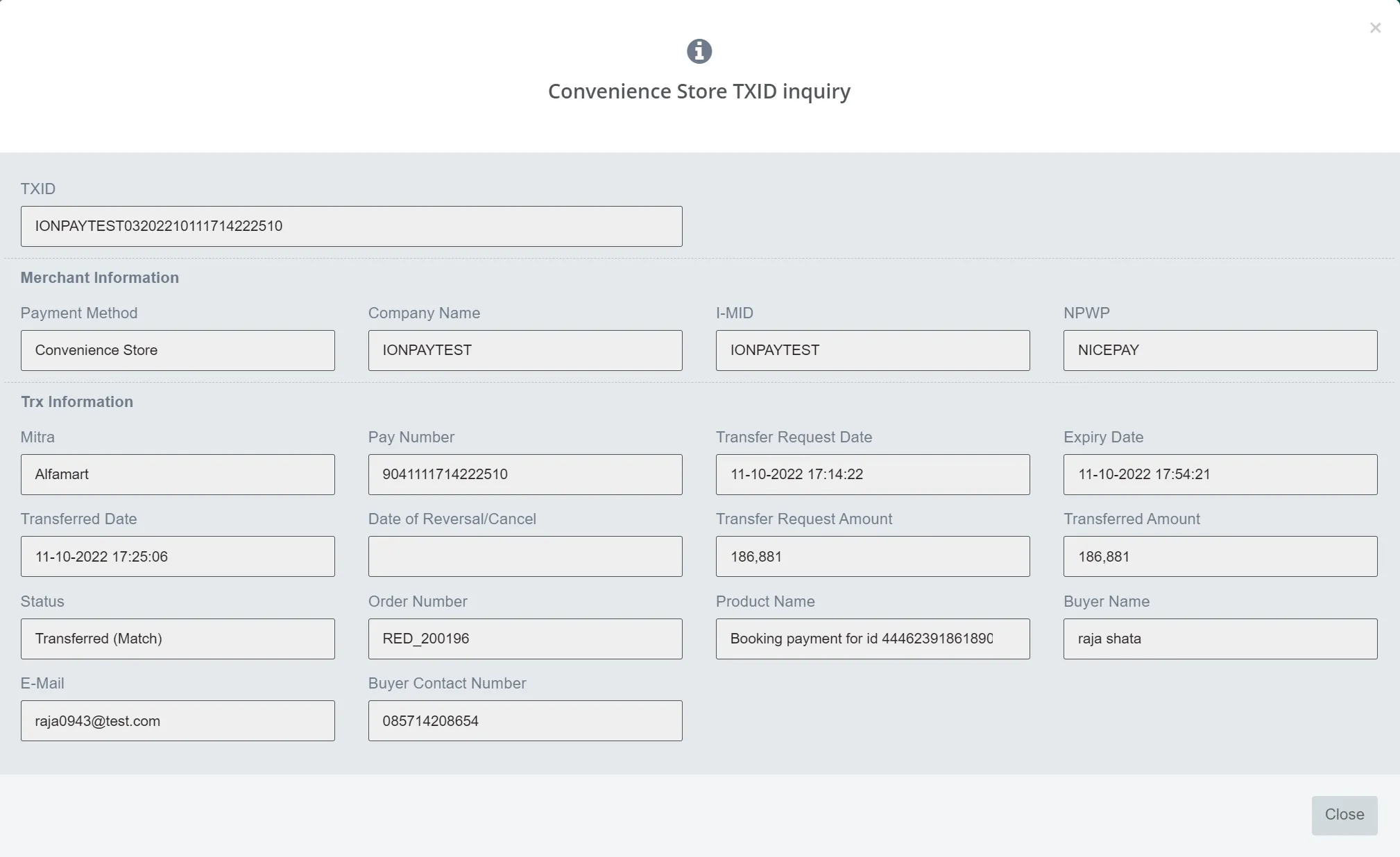 Convenience Store - Transaction Information