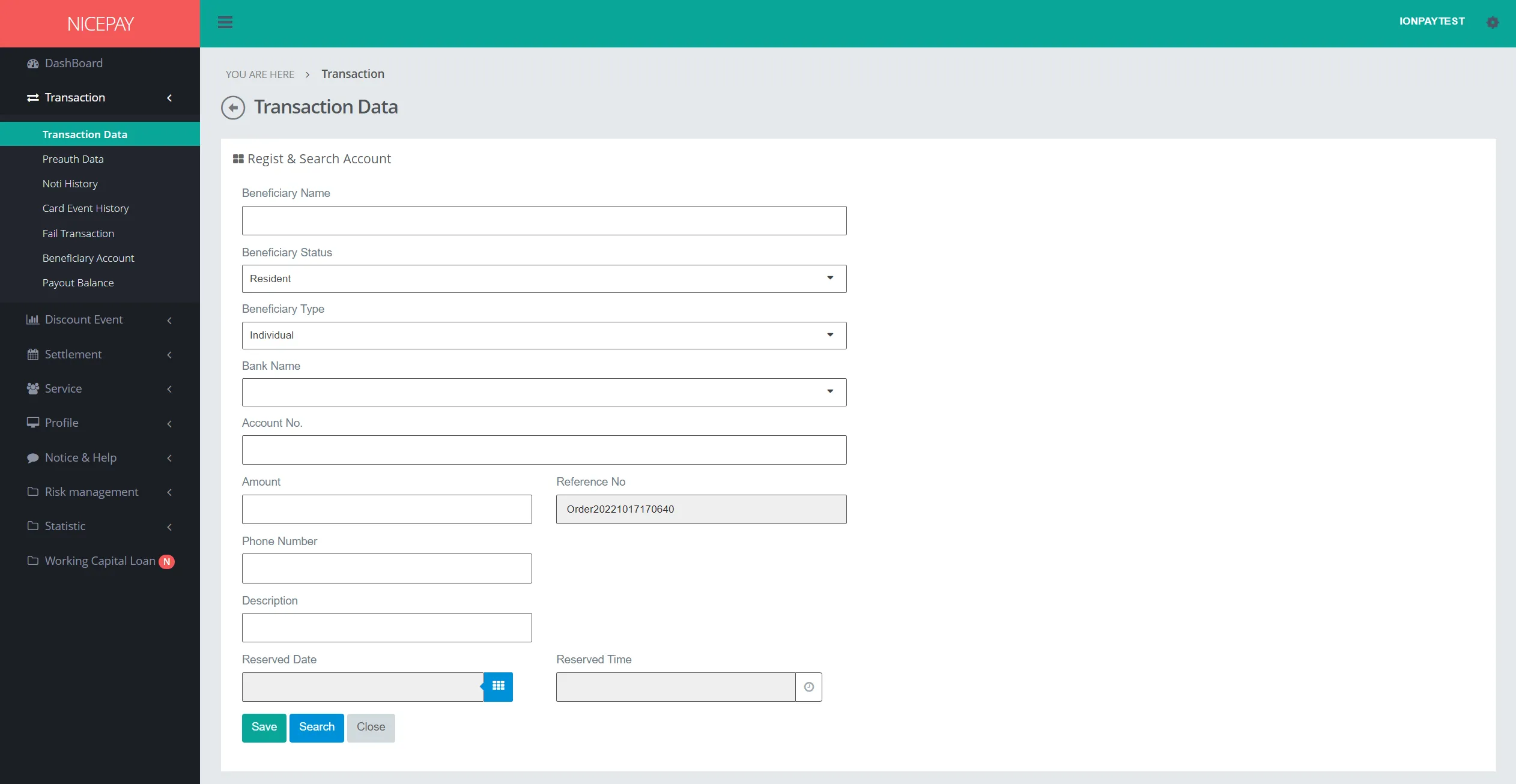 Payout - Register Single Transaction