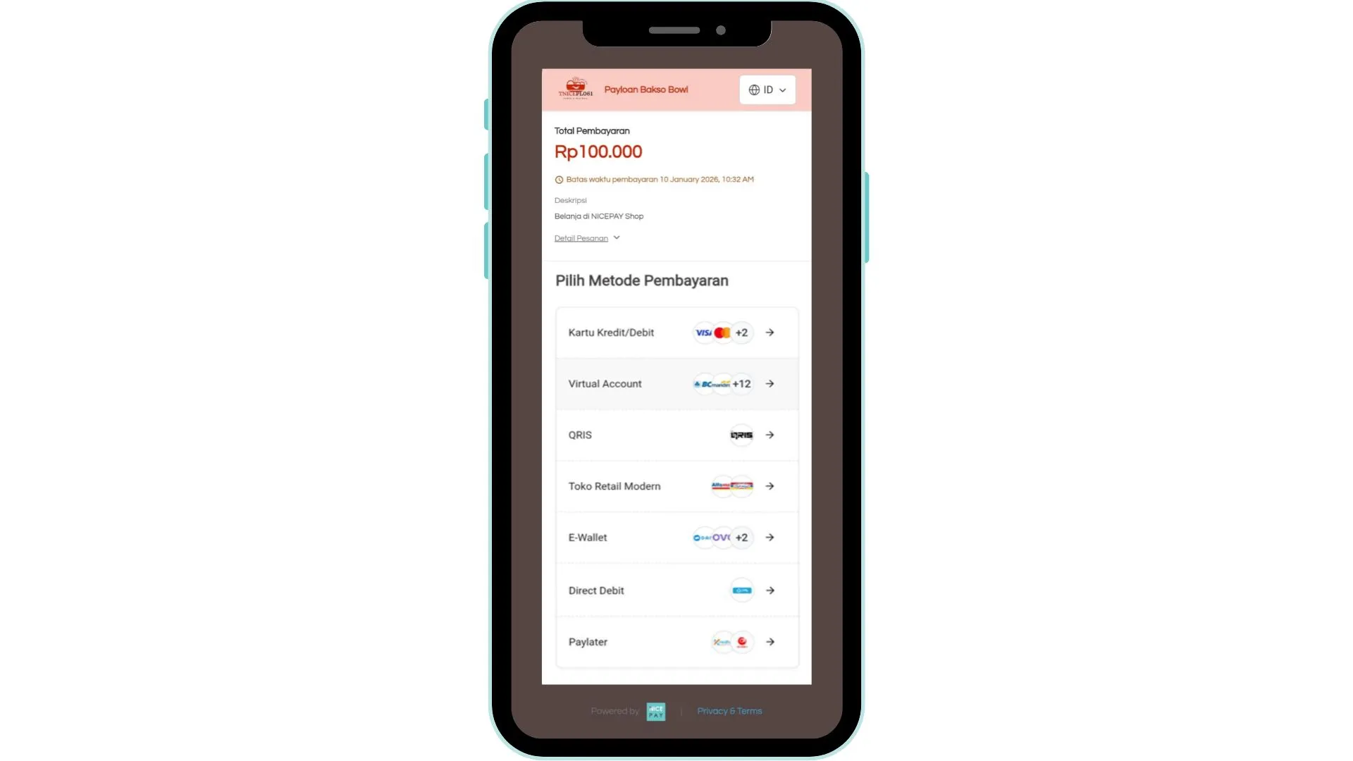 Custom Payment Page - Mobile Version