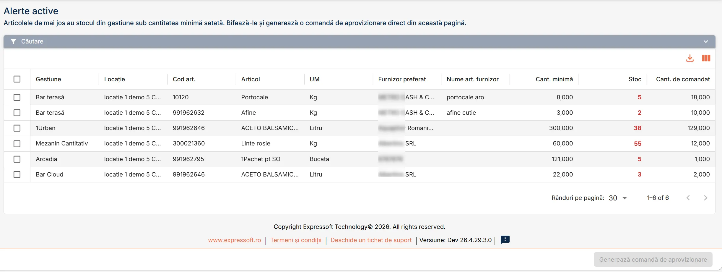 Pagina Alerte active