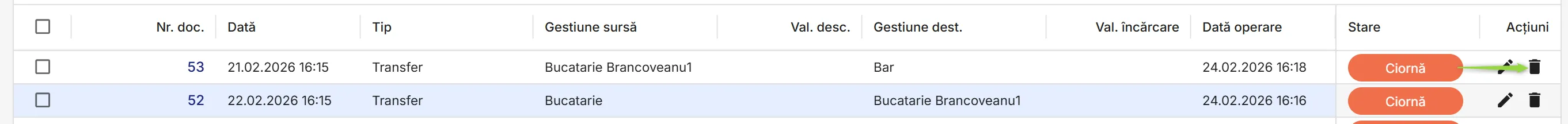 Șterge un document în starea Ciornă