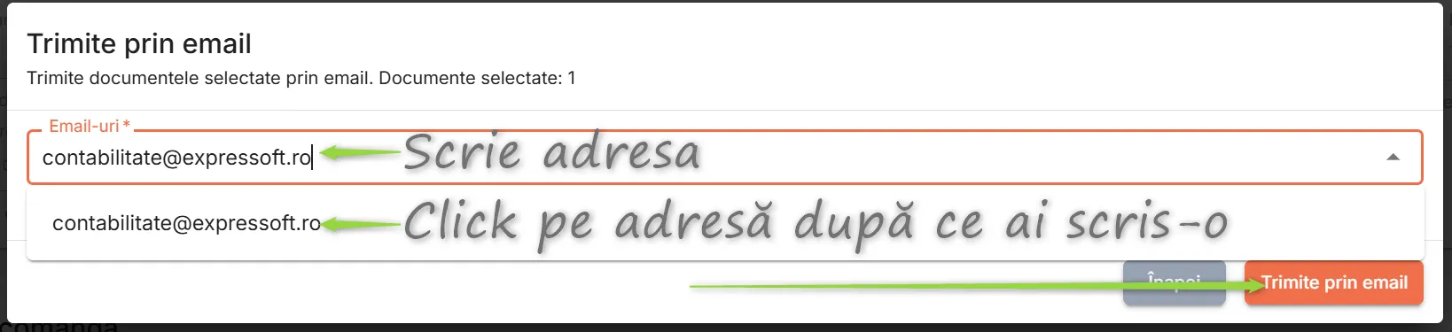 Scrie adresa sau adresele de email