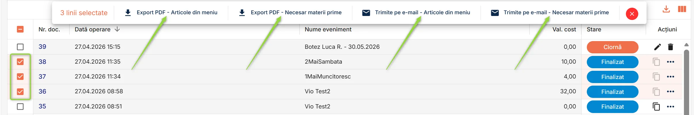 Exportă unul sau mai multe documente