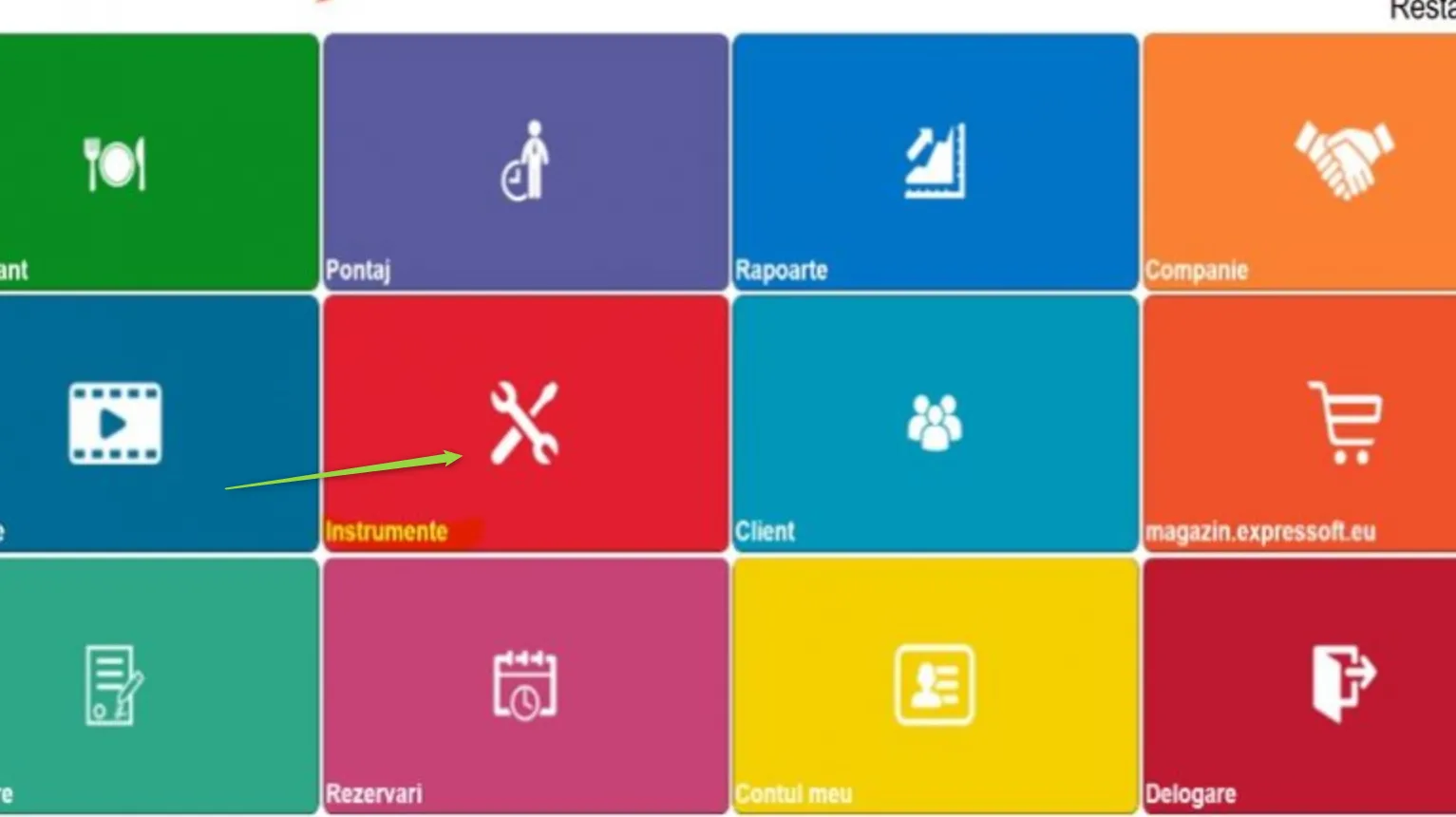 Accesează meniul Instrumente pe POS