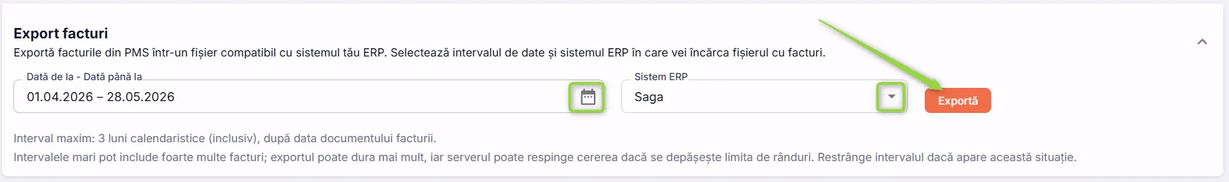 Exportă facturi din sistemul Stayntouch