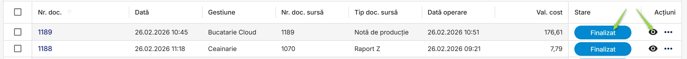 Document de producție finalizat
