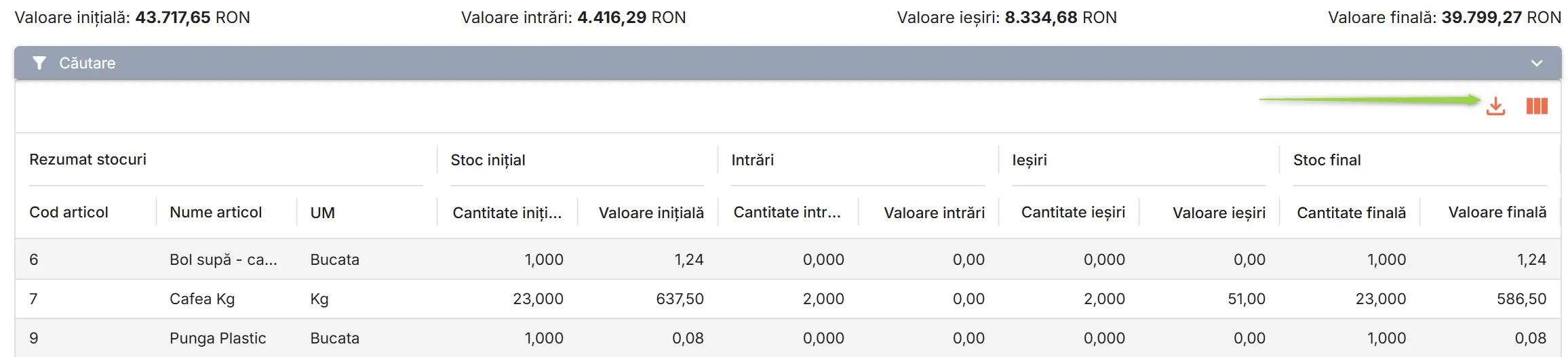 Exportă toate liniile