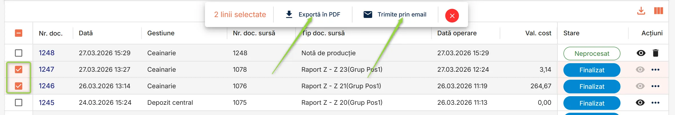 Exportă unul sau mai multe documente