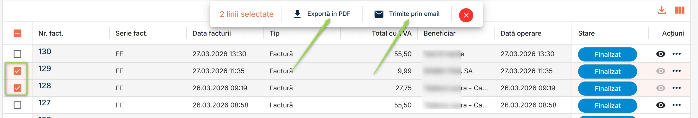 Exportă unul sau mai multe documente Exportă unul sau mai multe documente