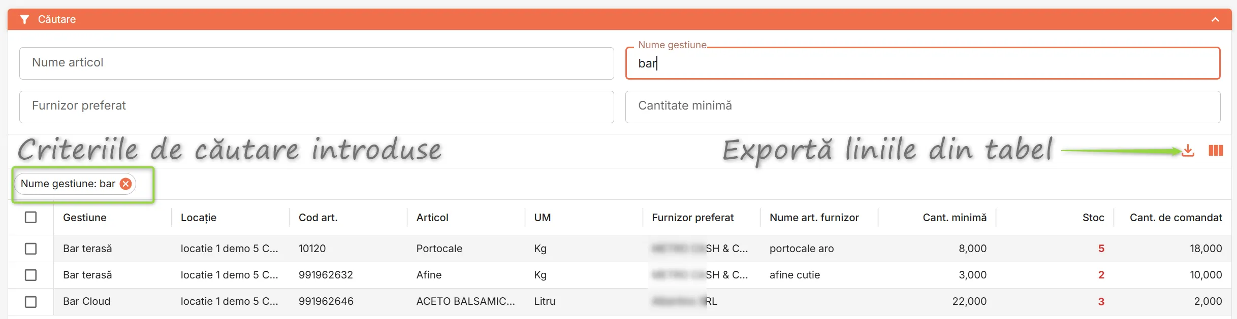 Caută alerte de stoc active