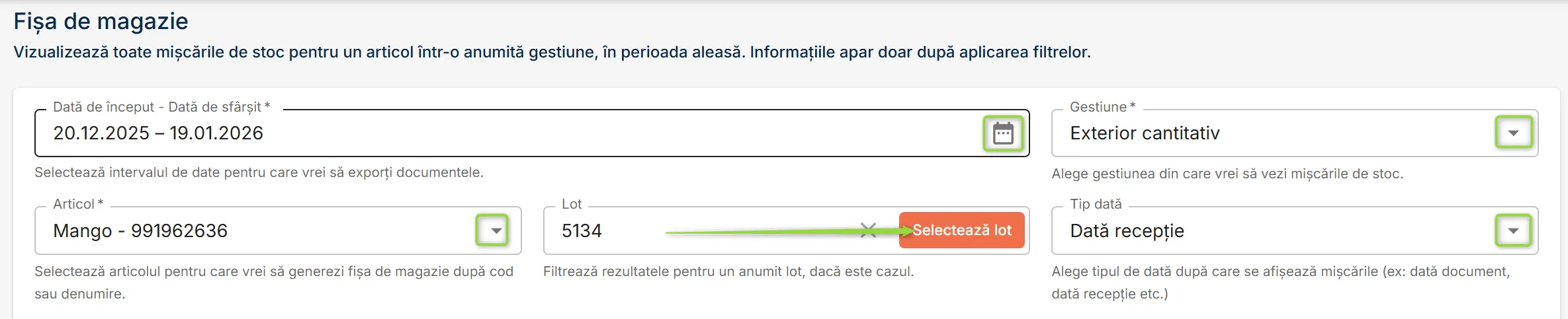 Alege filtrele dorite și filtrează