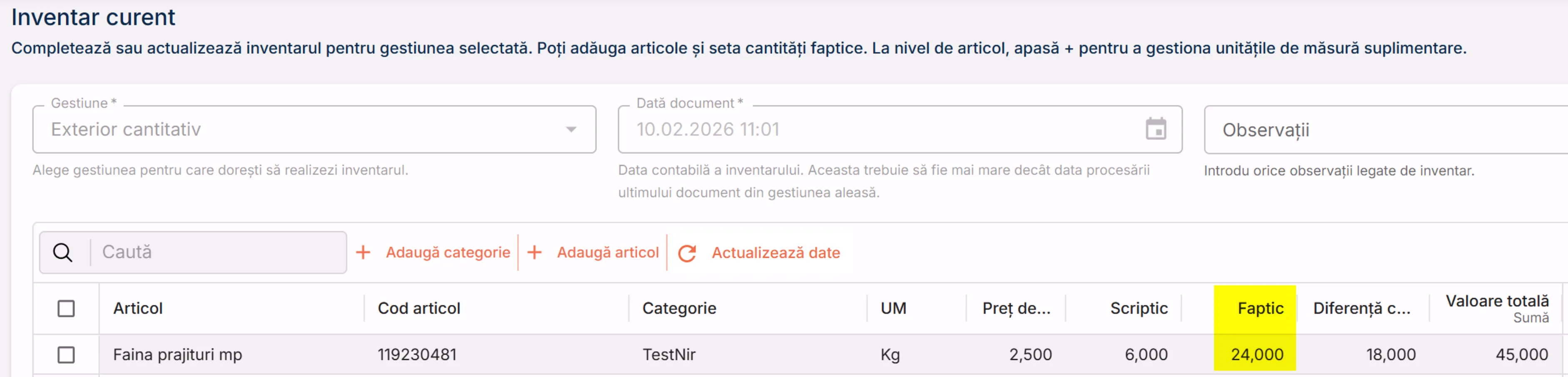 Cantitatea introdusă pe inventarul mobil devine vizibilă în Master Cloud Cantitatea introdusă pe inventarul mobil devine vizibilă în Master Cloud