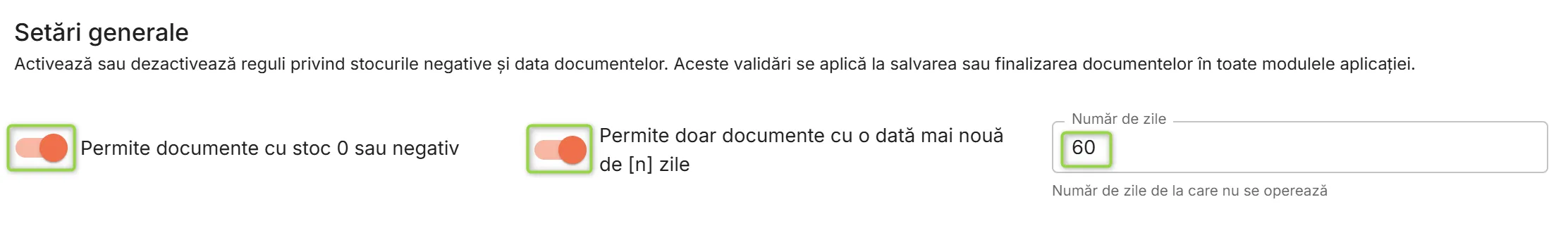 Setări generale