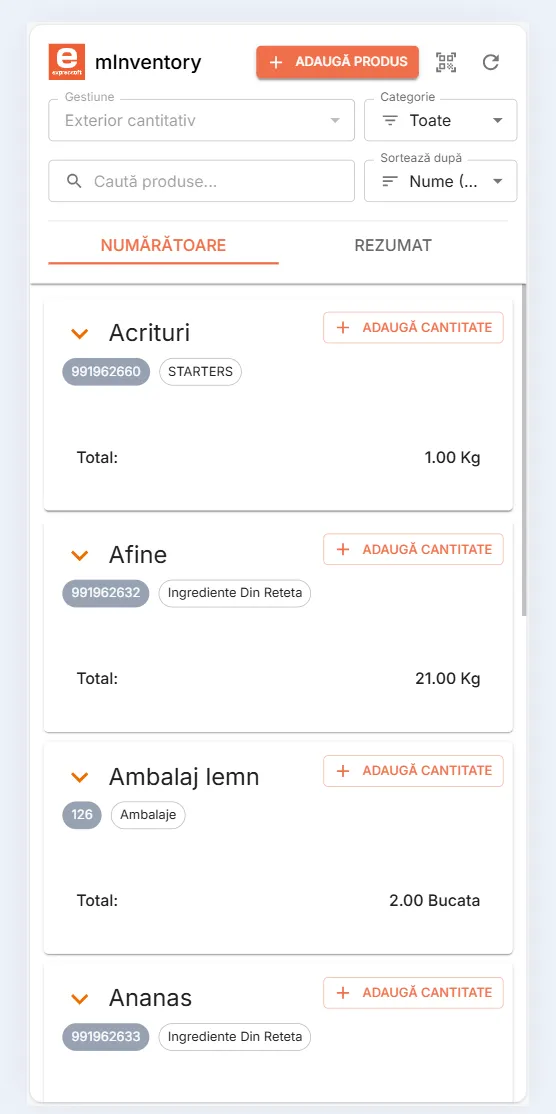 Aplicația Expressoft mInventory Aplicația Expressoft mInventory