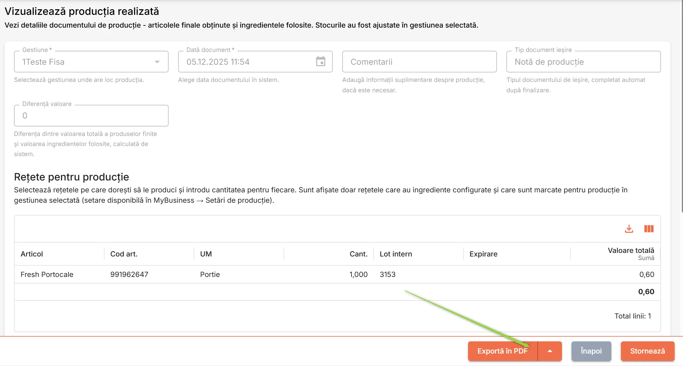 Vizualizare document finalizat