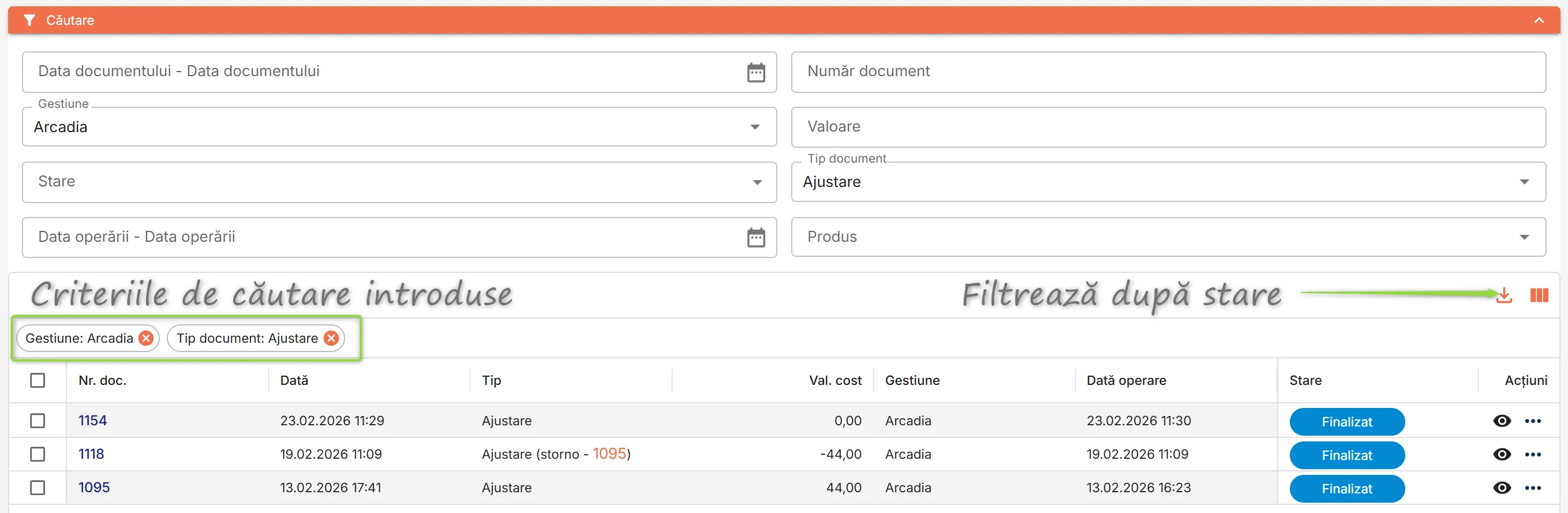 Căutare documente de consum