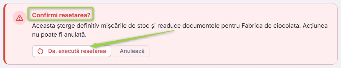 Confirmă resetarea