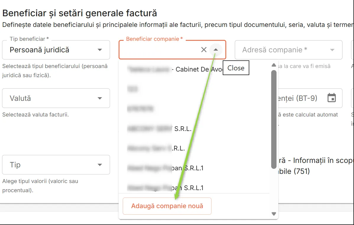 Apasă butonul Adaugă companie nouă Apasă butonul Adaugă companie nouă