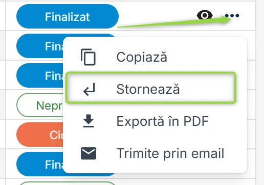 Stornează un document